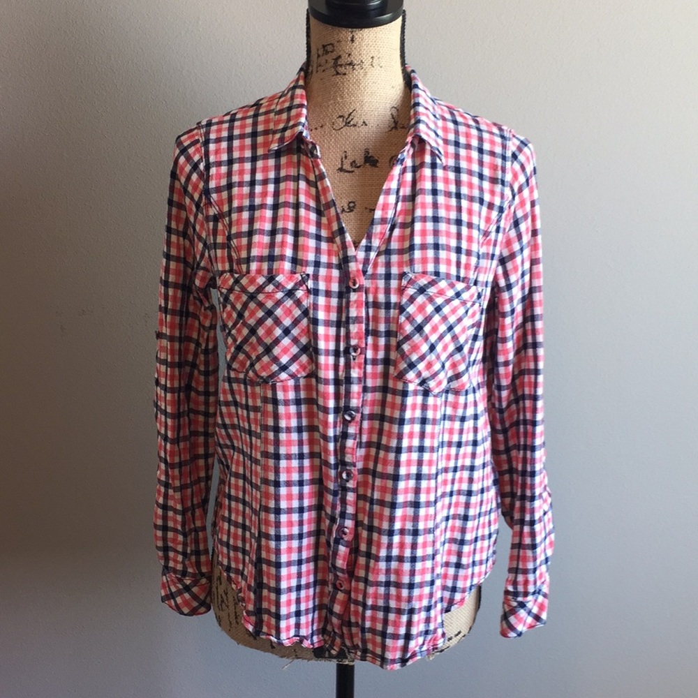 🌷3 for$20 SKIES ARE BLUE frannel plaid shirtM